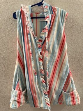 Sweet Honey Plush Striped Ruffle Hooded Swim Cover Up